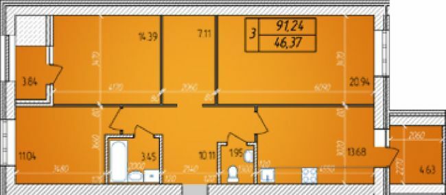 3-комнатная 91.24 м² в ЖК Avila от 16 000 грн/м², Житомир