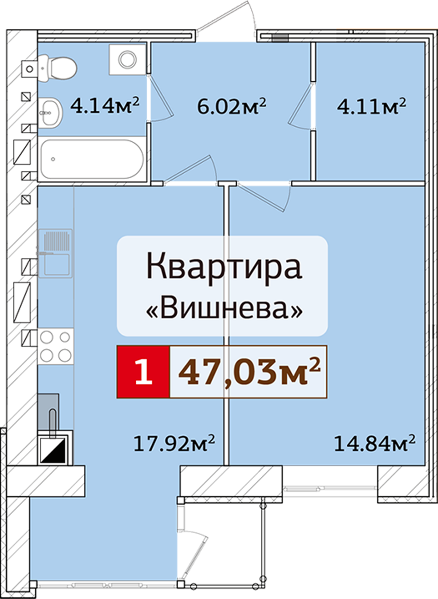 1-комнатная 47.03 м² в ЖК Полесье 2 от 13 000 грн/м², Житомир