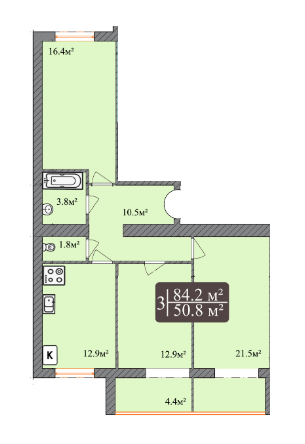 3-комнатная 84.2 м² в ЖК Dream Park от 12 700 грн/м², Хмельницкий