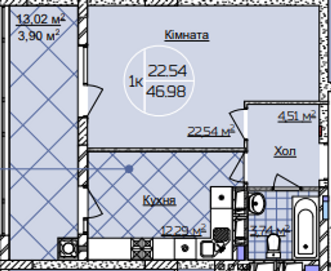1-комнатная 46.98 м² в ЖК Imperial Park Avenue от застройщика, Черновцы