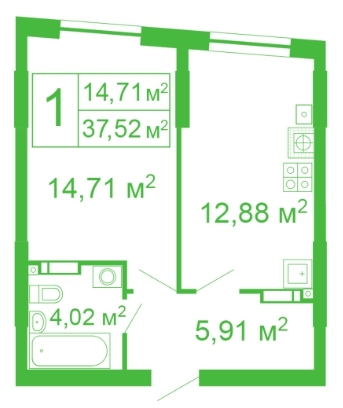 1-комнатная 37.52 м² в ЖК Счастливый на Яблоневой от 17 500 грн/м², с. Софиевская Борщаговка