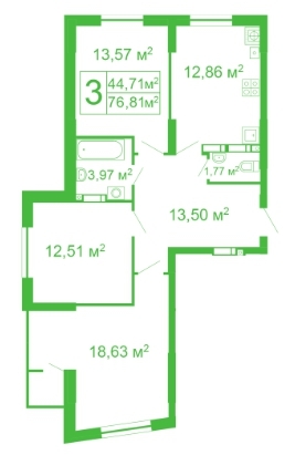 3-комнатная 74.68 м² в ЖК Счастливый на Яблоневой от 17 500 грн/м², с. Софиевская Борщаговка