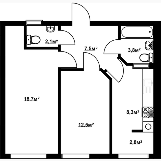 2-комнатная 55.7 м² в ЖК Благород от 13 000 грн/м², с. Крюковщина