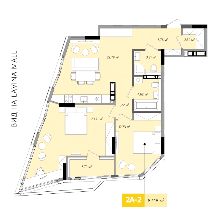2-кімнатна 82.17 м² в ЖК Lucky Land від 43 149 грн/м², Київ