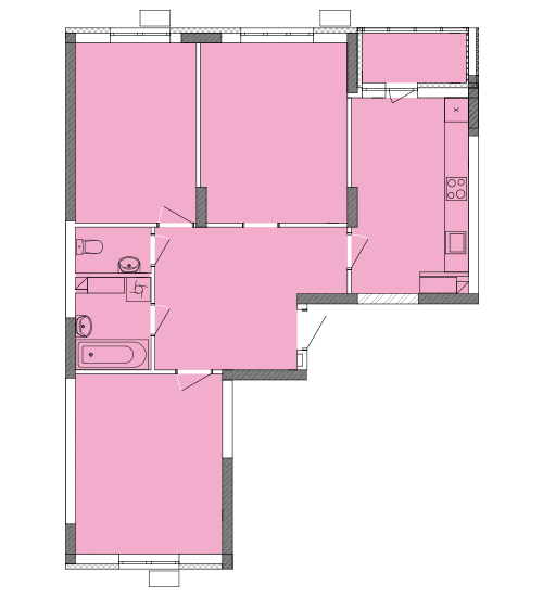 3-кімнатна 83.84 м² в ЖК Яскравий від 22 231 грн/м², Київ