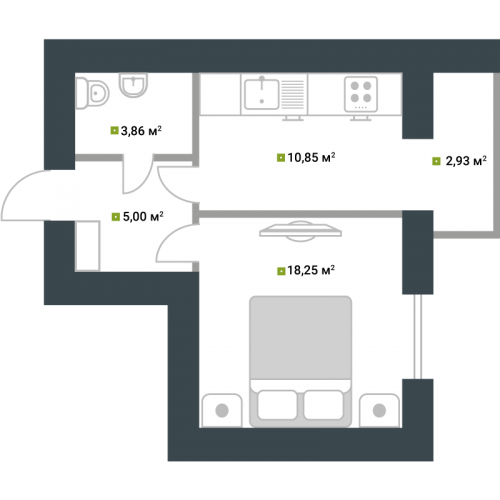 1-кімнатна 40.89 м² в ЖК Idilika від 21 850 грн/м², м. Буча
