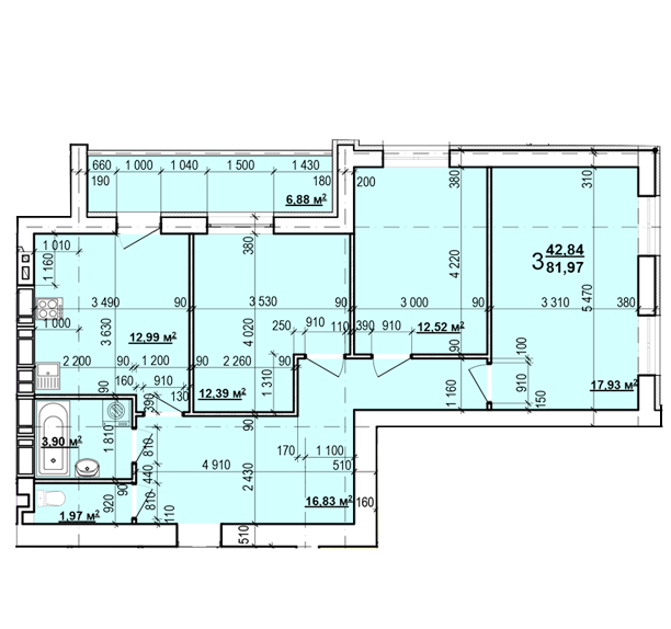 3-комнатная 81.97 м² в ЖК Мира-2 от 10 000 грн/м², Харьков