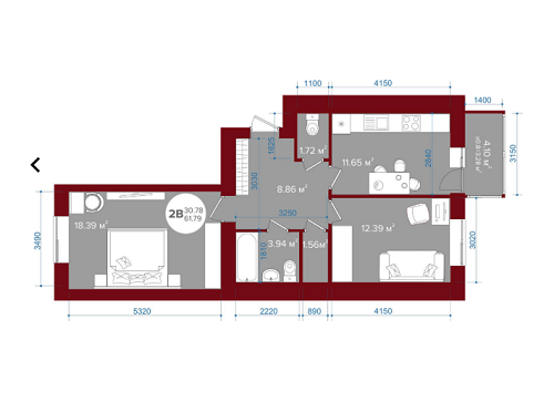 2-кімнатна 61.79 м² в ЖК Олімп від 22 400 грн/м², м. Ірпінь