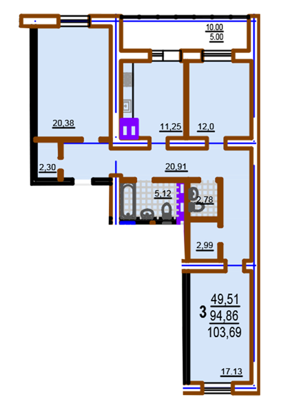 3-комнатная 103.69 м² в ЖК Шекспира от 17 000 грн/м², Харьков