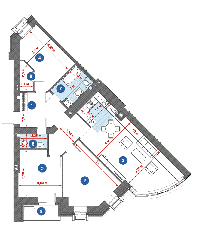 3-комнатная 108.05 м² в ЖК City Park от 23 000 грн/м², г. Кременчуг