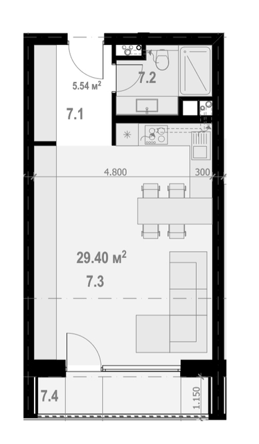 1-кімнатна 41.48 м² в ЖК Бабяка від забудовника, Ужгород