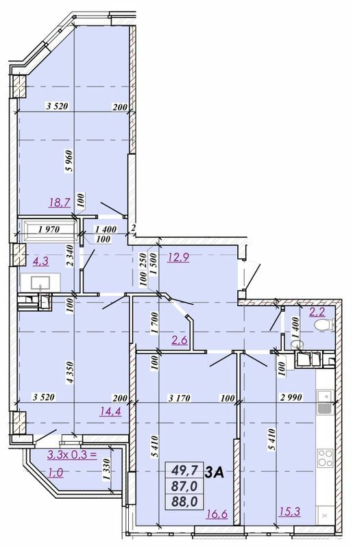 3-кімнатна 88 м² в ЖК RealPark від 15 750 грн/м², Одеса