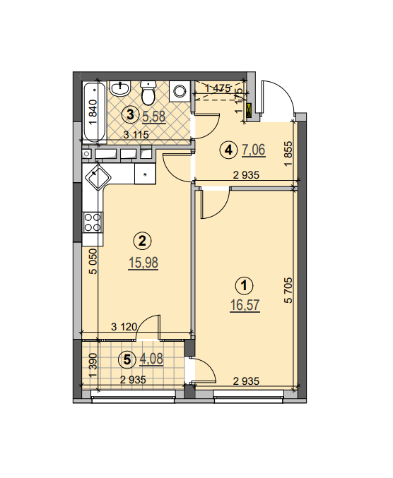 1-комнатная 49.27 м² в ЖК Галактика от застройщика, Киев