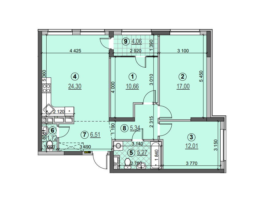 3-комнатная 86.87 м² в ЖК Галактика от 24 450 грн/м², Киев