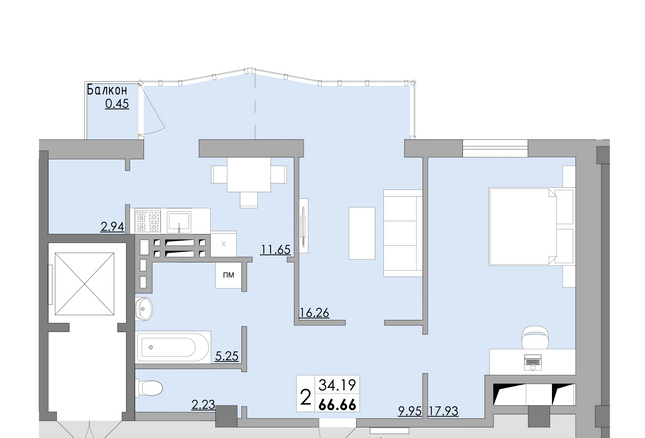 2-кімнатна 66.66 м² в ЖК Місто Мрій від 17 600 грн/м², Одеса