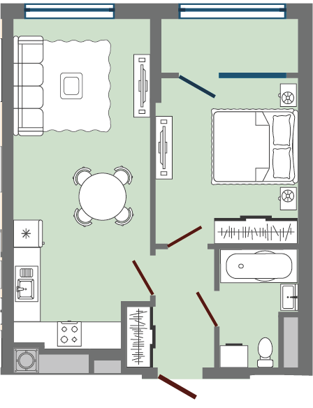 1-комнатная 45.77 м² в ЖК Greenville Park Lviv от 25 600 грн/м², Львов