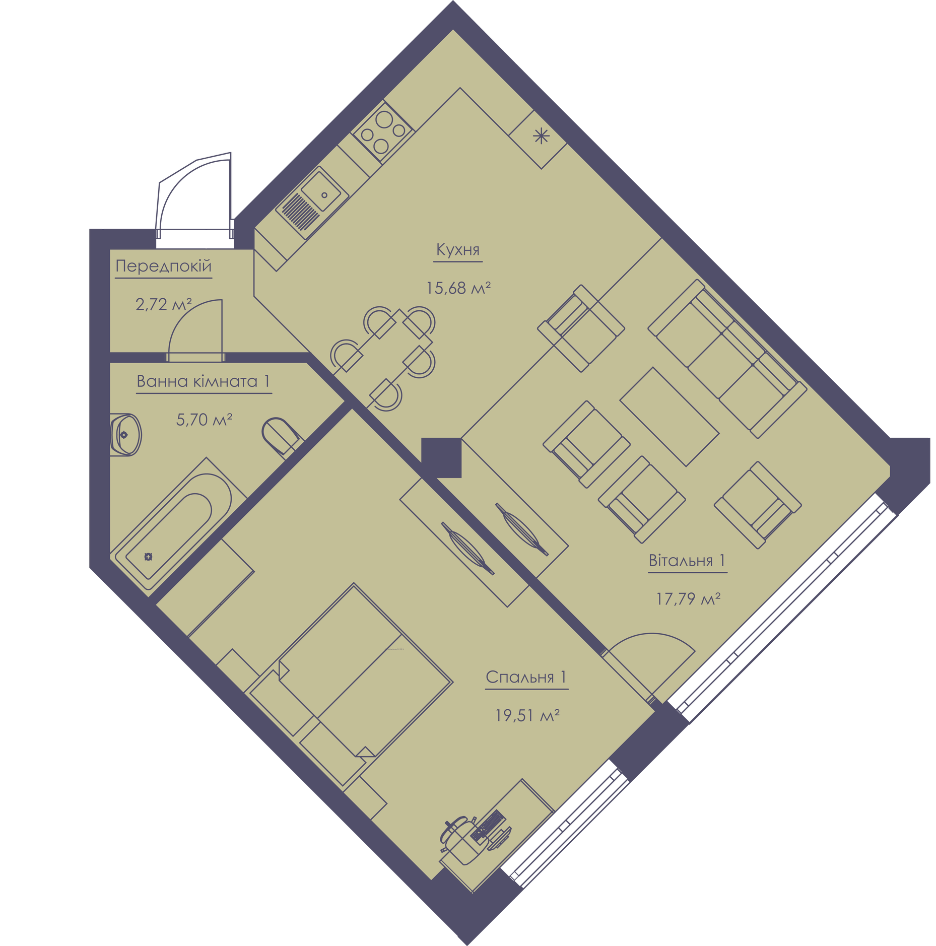 2-комнатная 61.4 м² в ЖК Franklin Concept House от 41 900 грн/м², Киев