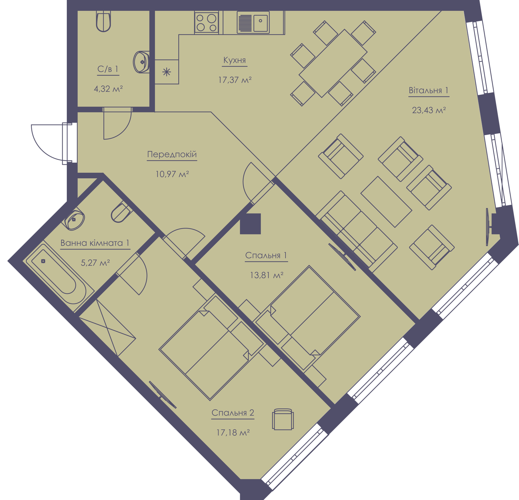 3-комнатная 92.35 м² в ЖК Franklin Concept House от 41 500 грн/м², Киев