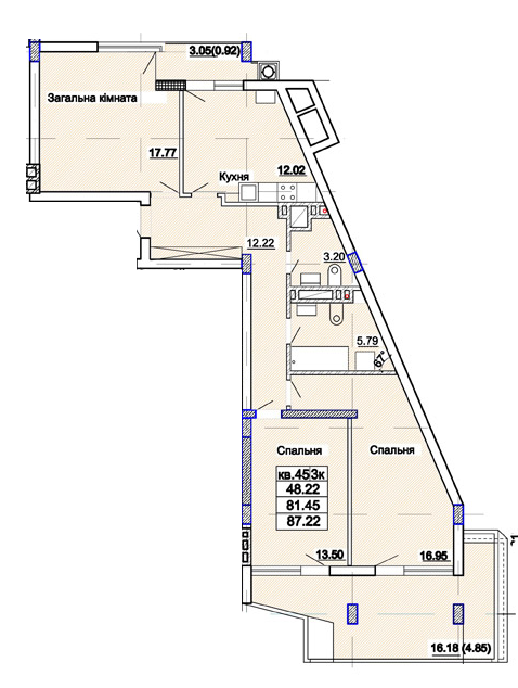 3-кімнатна 87.22 м² в ЖК Парк Авеню від 36 700 грн/м², Львів