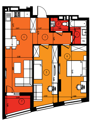 2-кімнатна 71.59 м² в ЖК Парус Smart від 18 850 грн/м², Львів