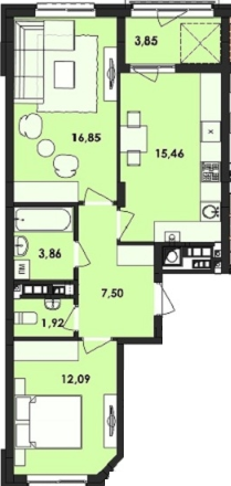 2-комнатная 61.53 м² в ЖК Семицвет от 26 200 грн/м², Львов