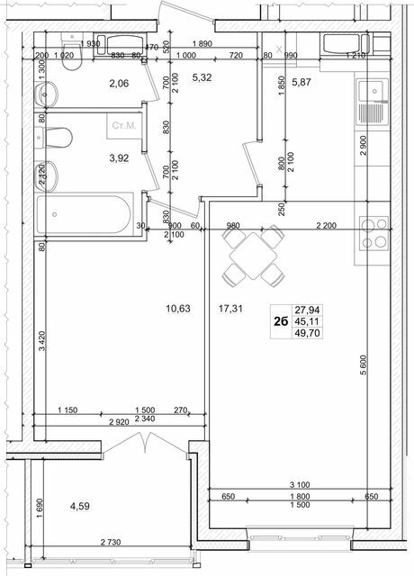 1-комнатная 49.7 м² в ЖК Вудлайн от 21 200 грн/м², с. Новоселки