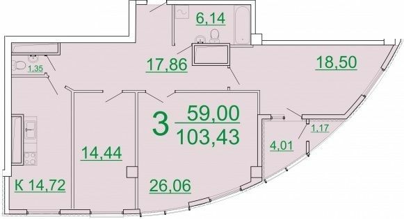 3-комнатная 103.43 м² в ЖК Аксиома от 22 800 грн/м², Харьков