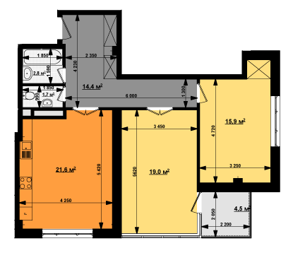 2-комнатная 76.7 м² в ЖК Вектор от 40 750 грн/м², Харьков