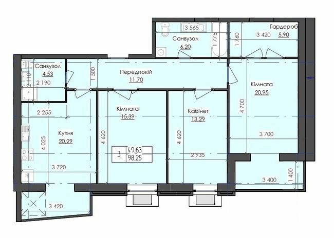 3-комнатная 98.25 м² в ЖК Престиж от 13 100 грн/м², г. Южноукраинск