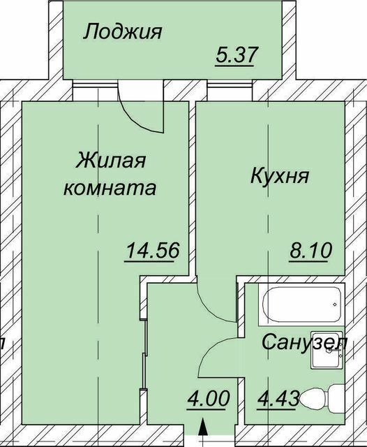 1-комнатная 33.77 м² в ЖК Левобережный от 14 950 грн/м², Днепр