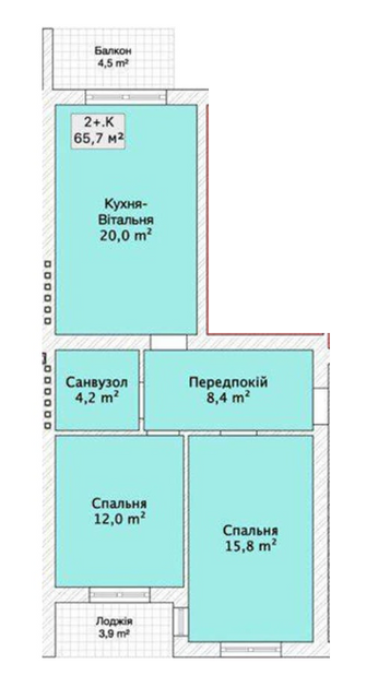 2-кімнатна 65.7 м² в ЖК по пров. Сквозний, 31 від 23 050 грн/м², Вінниця