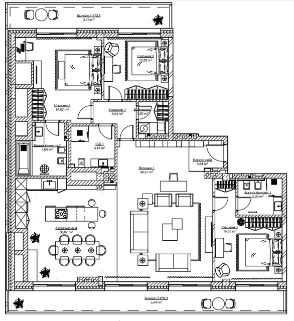 4-комнатная 157.49 м² в ЖК SAGA City Space от 129 300 грн/м², Киев