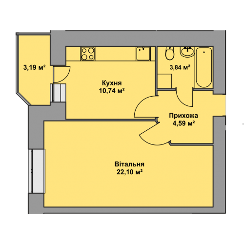 1-кімнатна 44.46 м² в ЖК Східна Брама від 15 200 грн/м², Тернопіль