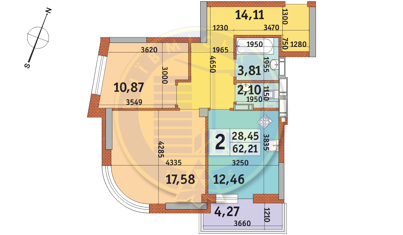 2-кімнатна 62.21 м² в ЖК Урлівський-2 від 30 217 грн/м², Київ