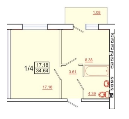 1-комнатная 34.64 м² в ЖК Городок Северный от 8 400 грн/м², Хмельницкий