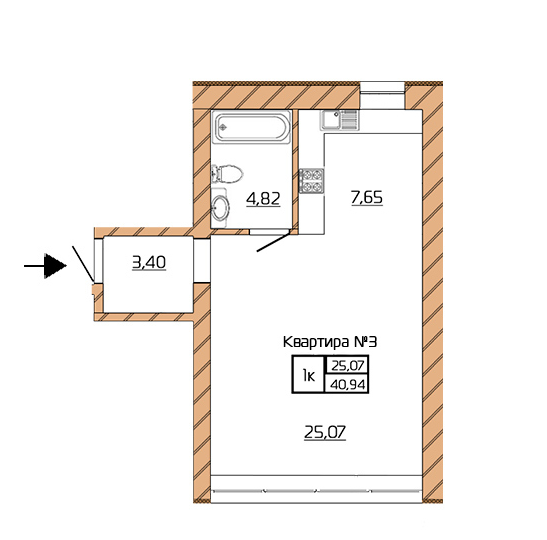 1-комнатная 40.94 м² в КД Corner от застройщика, Киев
