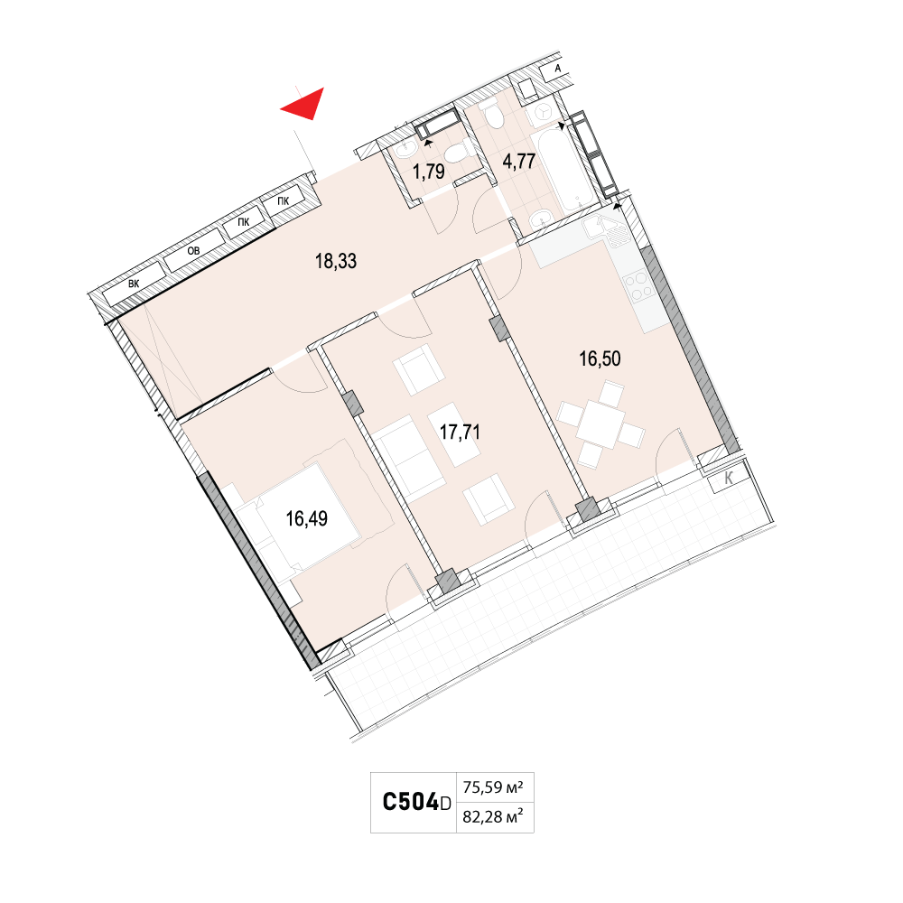2-кімнатна 82.28 м² в ЖК La Mer від 41 150 грн/м², Одеса