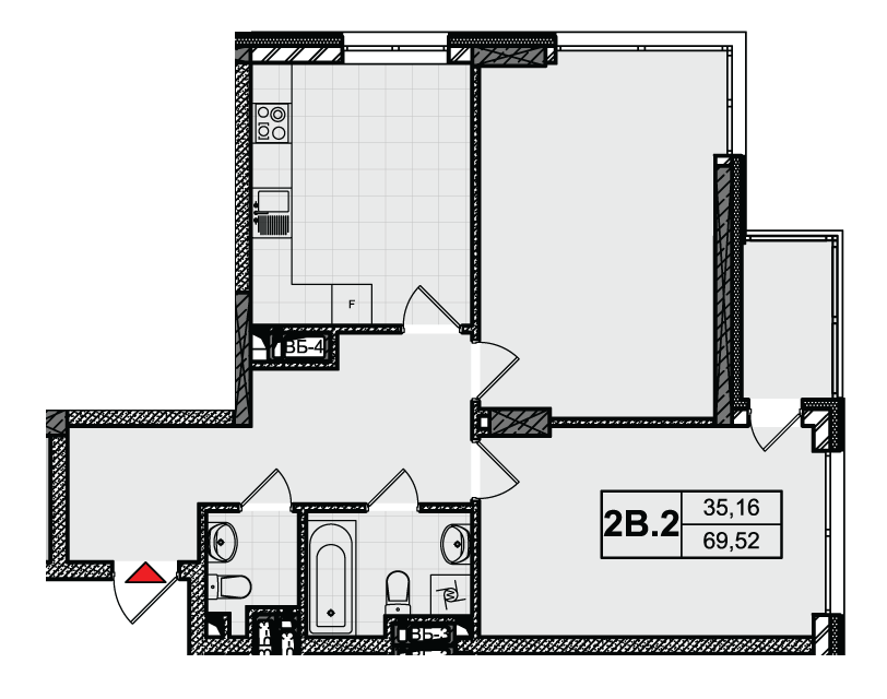 2-кімнатна 69.26 м² в ЖК CITY HUB від 57 247 грн/м², Київ