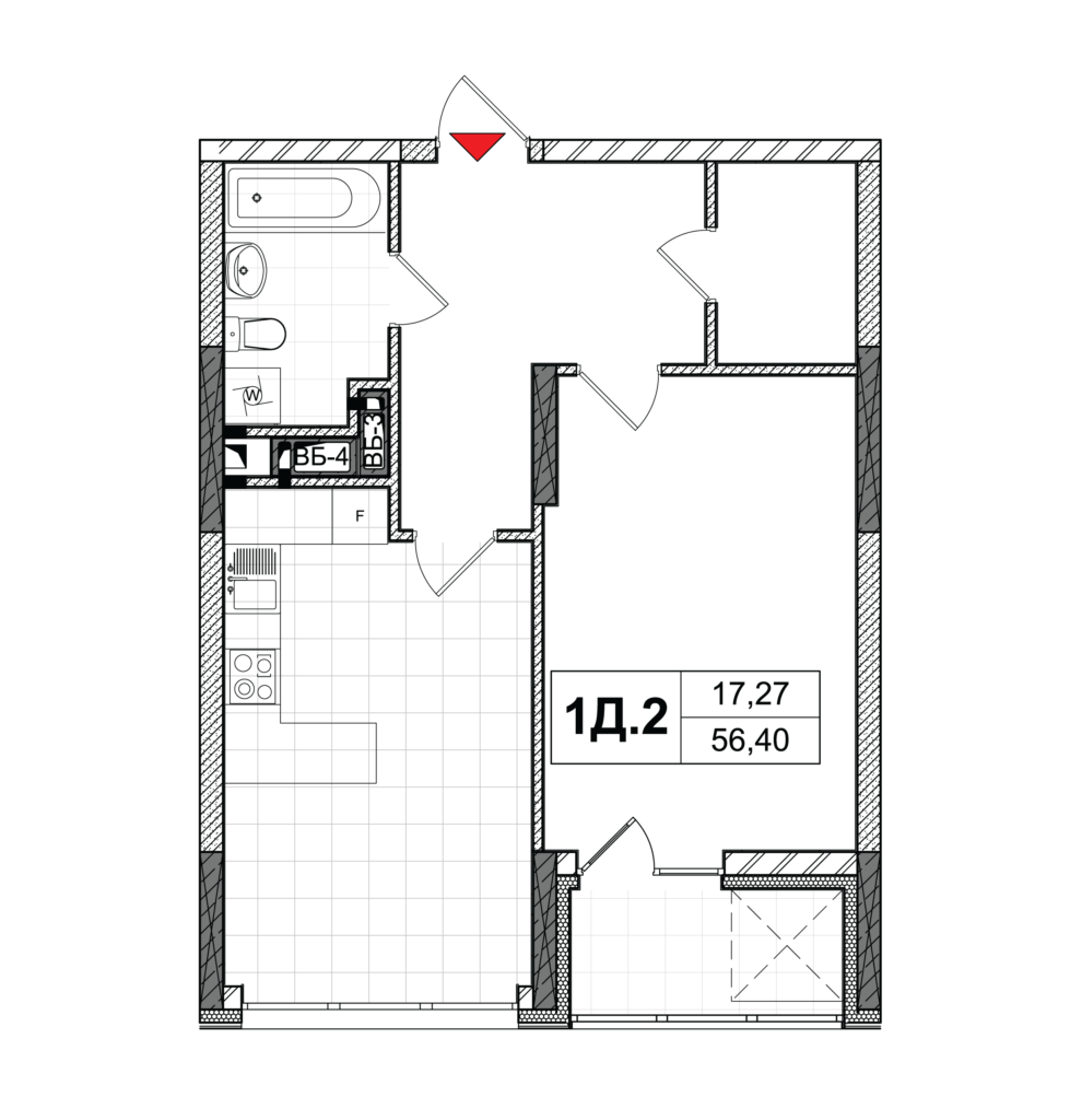 1-кімнатна 56.4 м² в ЖК CITY HUB від 50 440 грн/м², Київ