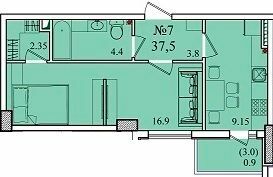 1-кімнатна 37.5 м² в ЖК Схід від забудовника, Одеса