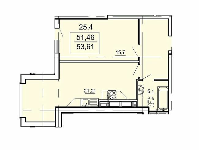 1-кімнатна 53.61 м² в ЖК Лімнос від забудовника, Одеса