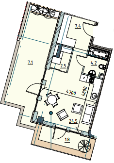 1-кімнатна 47.6 м² в ЖК Простір на Морському від 40 400 грн/м², Одеса