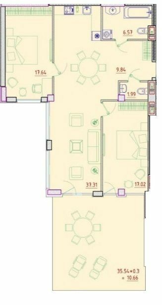 2-кімнатна 102.87 м² в ЖК Простір на Нєдєліна від 31 650 грн/м², Одеса