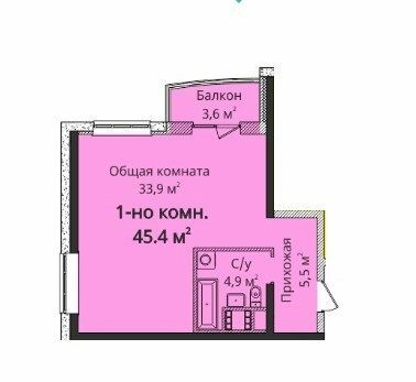 1-комнатная 45.4 м² в ЖК Четыре сезона от застройщика, Одесса