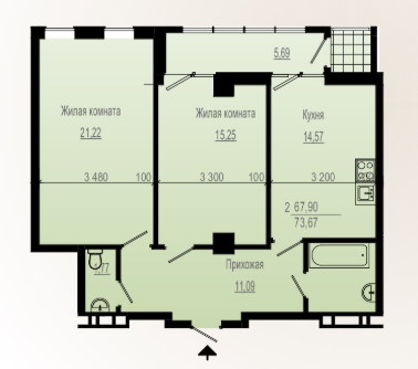 2-кімнатна 73.67 м² в ЖК Павловський квартал від 20 350 грн/м², Харків
