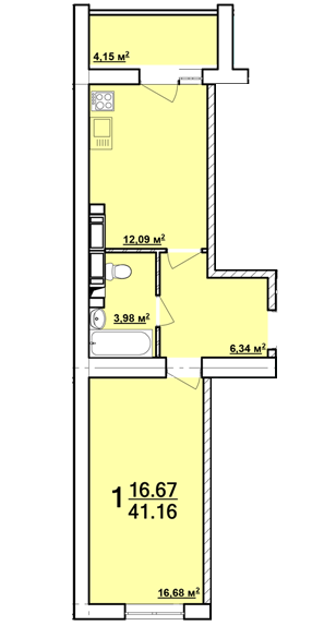 1-кімнатна 41.16 м² в ЖК Райдужний від 13 000 грн/м², Харків