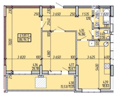 2-комнатная 86.94 м² в ЖК Покровский от 18 600 грн/м², Житомир