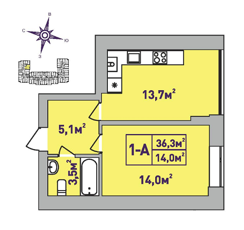 1-кімнатна 36.3 м² в ЖК Центральний-Преміум від 22 400 грн/м², м. Ірпінь