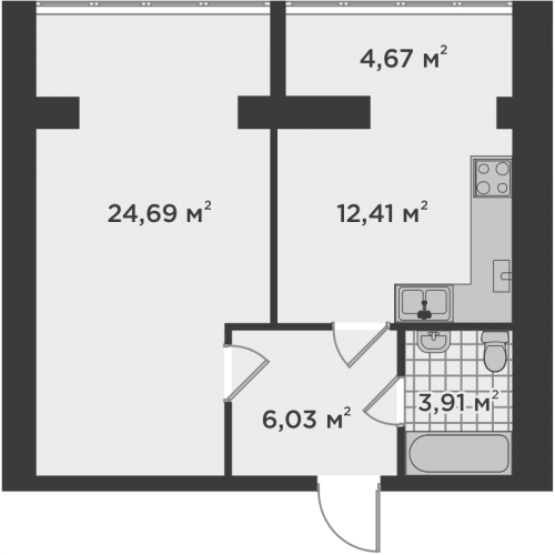 1-комнатная 51.71 м² в ЖК Millennium State от 17 900 грн/м², г. Буча