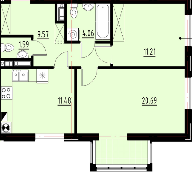 2-кімнатна 59.51 м² в ЖК Globus Comfort від забудовника, Львів